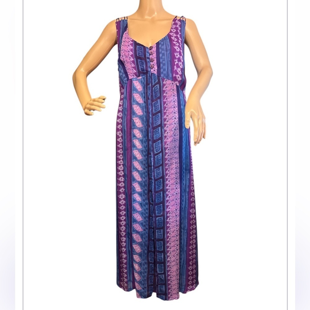 Elegant Purple and Blue Maxi Dress Size Large New